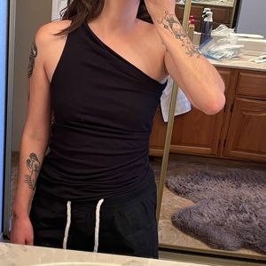 Rick owens asymmetrical black one shoulder tank top XS